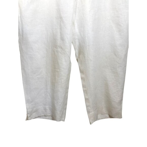 Jones New York Pants Size 20W 100% Linen White Cropped Pockets Lined Tapered Leg - Picture 3 of 8